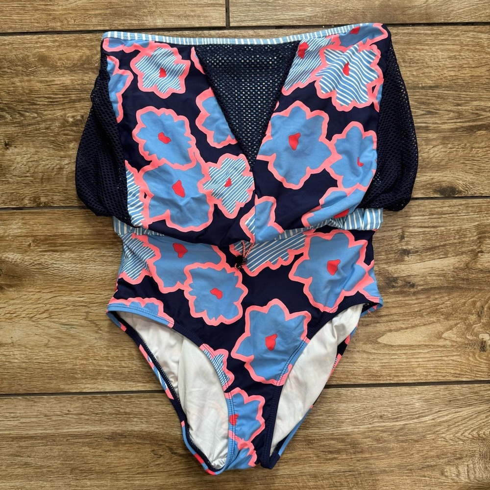 Anne Cole Women Floral Mesh Strapless 1 Piece Swimsuit Multi Size 10 - Picture 6 of 16